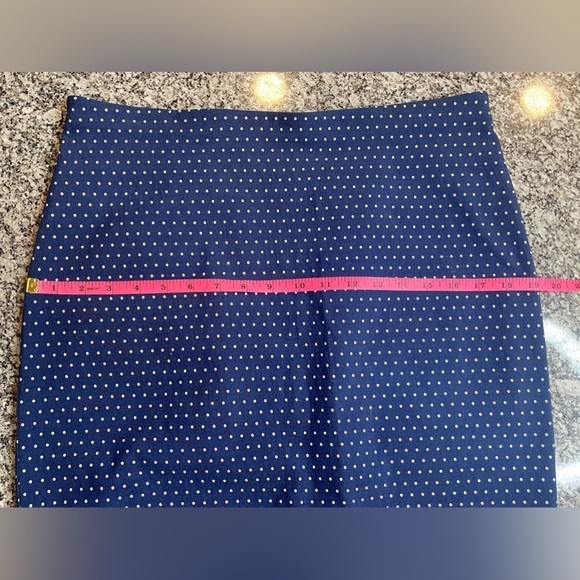New York Clothing Company pull on Pencil Skirt Blue White polkadots Sz large - Picture 9 of 11